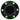Black roller hockey puck with green bearings on a white background